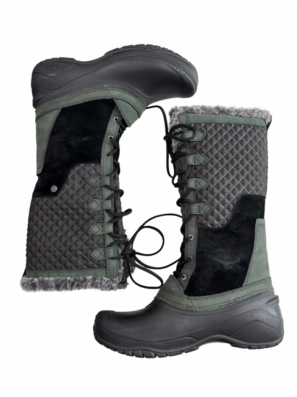The North Face Shellista III Tall Winter Boots Black Dark Green Size 10.5